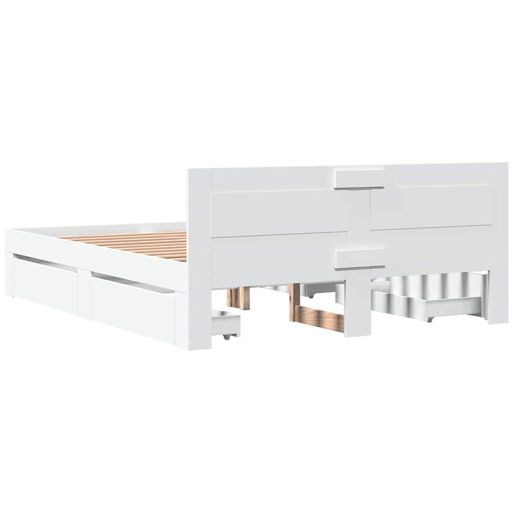 Sengestel med skuffe 2 pcs Hvid 150 x 200 cm Konstrueret træ