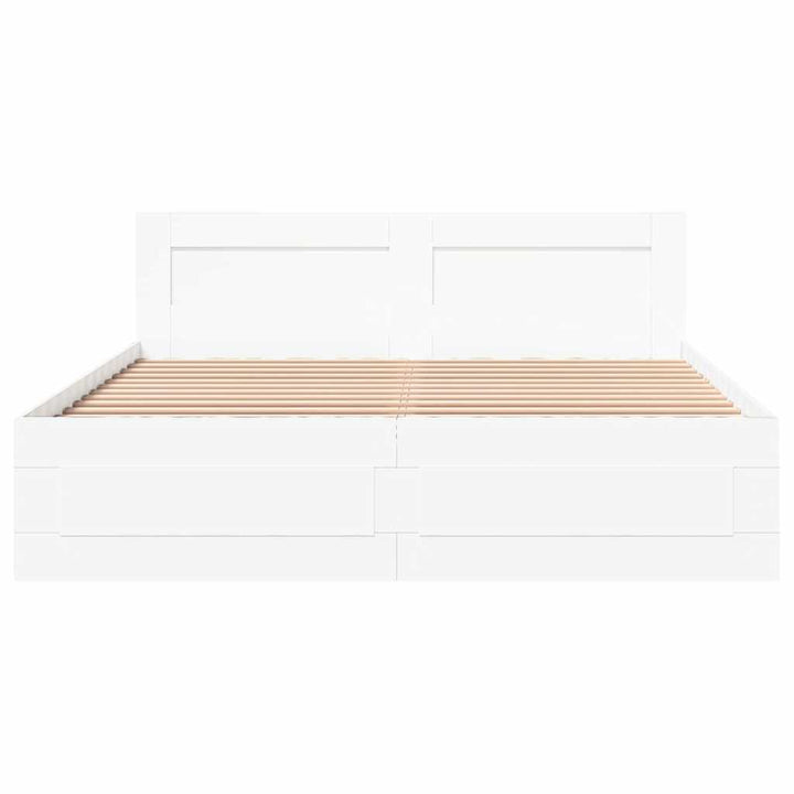 Sengestel med skuffe 2 pcs Hvid 150 x 200 cm Konstrueret træ