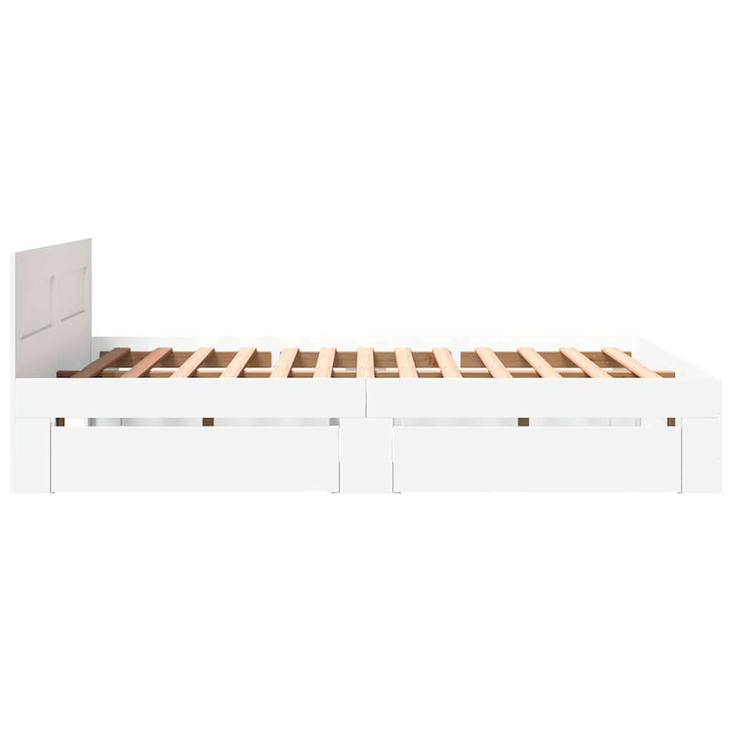 Sengestel med skuffe 2 pcs Hvid 150 x 200 cm Konstrueret træ