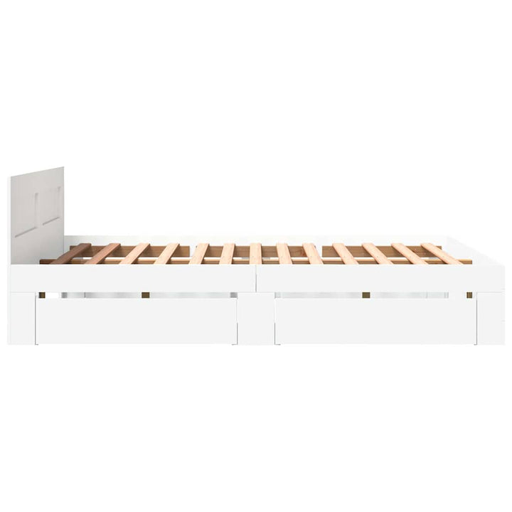 Sengestel med skuffe 2 pcs Hvid 150 x 200 cm Konstrueret træ