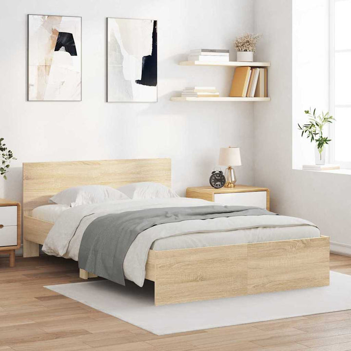 Sengestel med hovedgærde Sonoma 137 x 190 cm Konstrueret træ