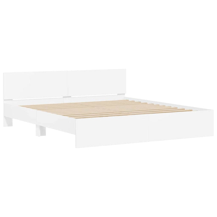 Sengestel med hovedgærde Hvid 137 x 190 cm Konstrueret træ
