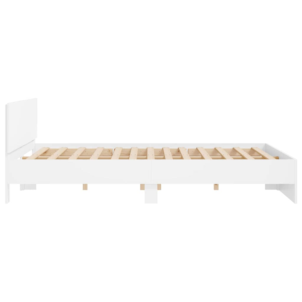 Sengestel med hovedgærde Hvid 137 x 190 cm Konstrueret træ