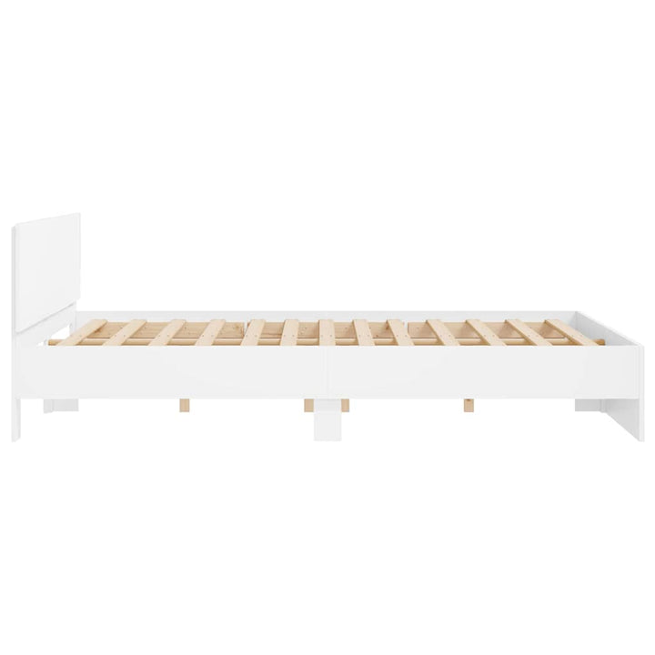 Sengestel med hovedgærde Hvid 137 x 190 cm Konstrueret træ
