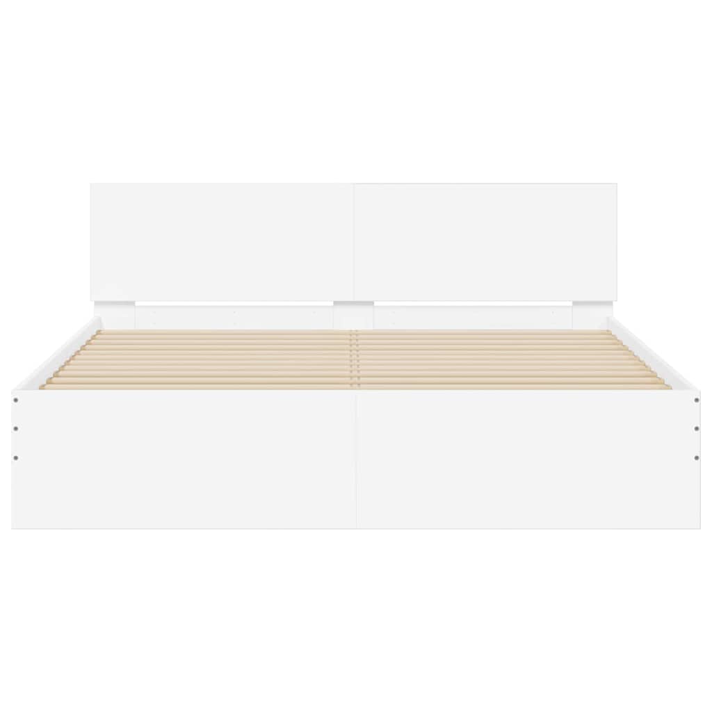 Sengestel med hovedgærde Hvid 152 x 203 cm Konstrueret træ