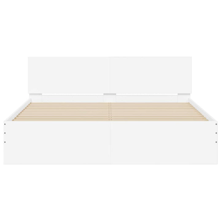 Sengestel med hovedgærde Hvid 152 x 203 cm Konstrueret træ
