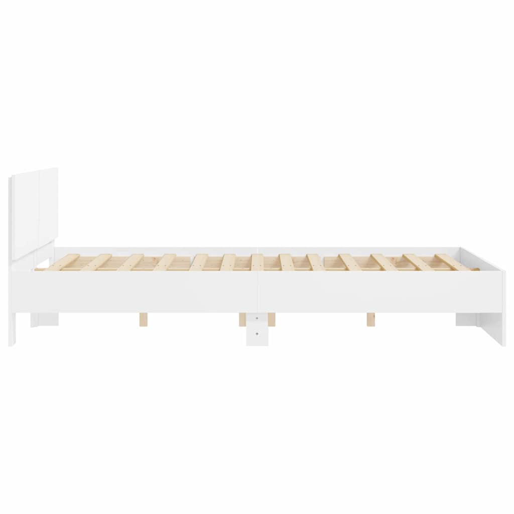 Sengestel med hovedgærde Hvid 152 x 203 cm Konstrueret træ