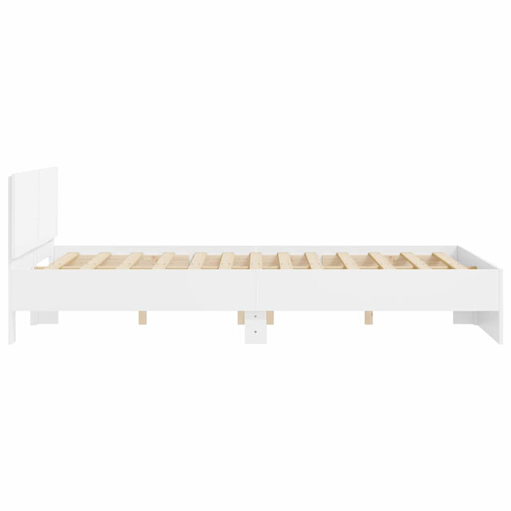 Sengestel med hovedgærde Hvid 152 x 203 cm Konstrueret træ