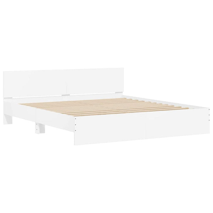 Sengestel med hovedgærde Hvid 193 x 203 cm Konstrueret træ