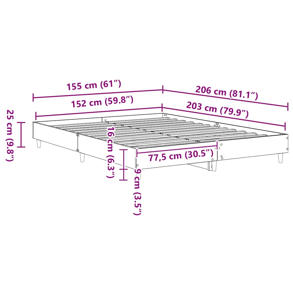 Sengestel 2 pcs Hvid 152 x 203 cm Konstrueret træ