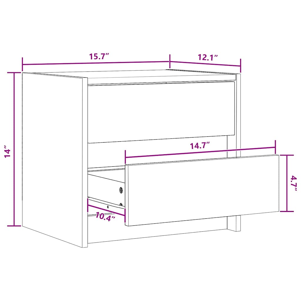 Sengeborde med skuffe Voks brun 40 x 30.5 x 35.5 cm Fyrretræ