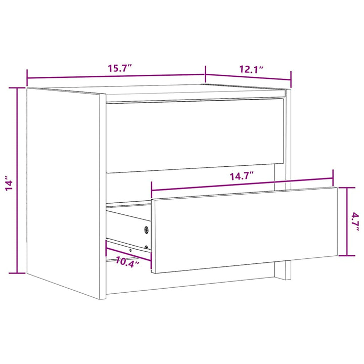 Sengeborde med skuffe Voks brun 40 x 30.5 x 35.5 cm Fyrretræ