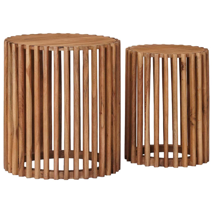 Håndlavet sidebord sæt 2 pcs Teakbrun 40 x 40 x 45 cm
