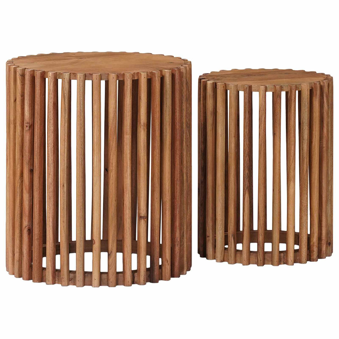 Håndlavet sidebord sæt 2 pcs Teakbrun 40 x 40 x 45 cm