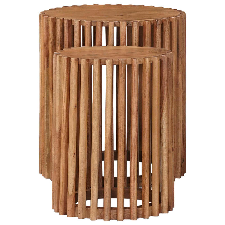 Håndlavet sidebord sæt 2 pcs Teakbrun 40 x 40 x 45 cm