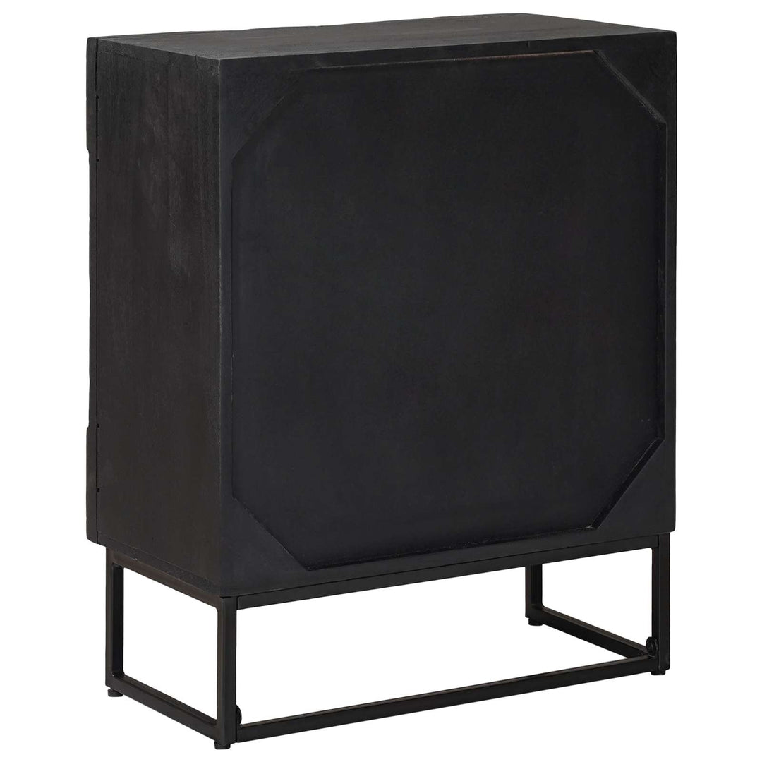 Sideboard Sort 55 x 30 x 70 cm Massivt Mango Træ og Ingeniørtræ