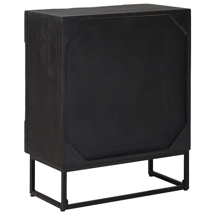 Sideboard Sort 55 x 30 x 70 cm Massivt Mango Træ og Ingeniørtræ