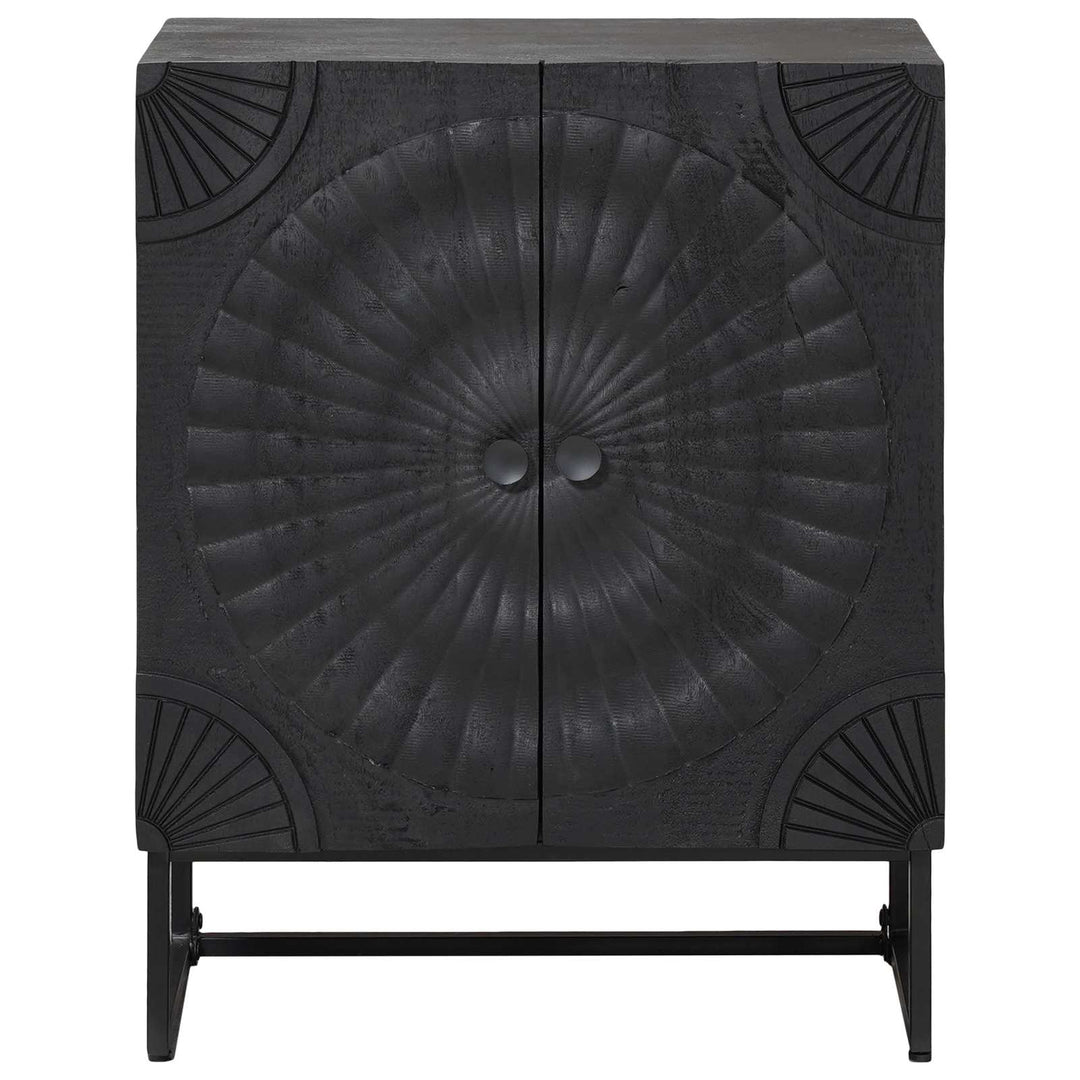 Sideboard Sort 55 x 30 x 70 cm Massivt Mango Træ og Ingeniørtræ