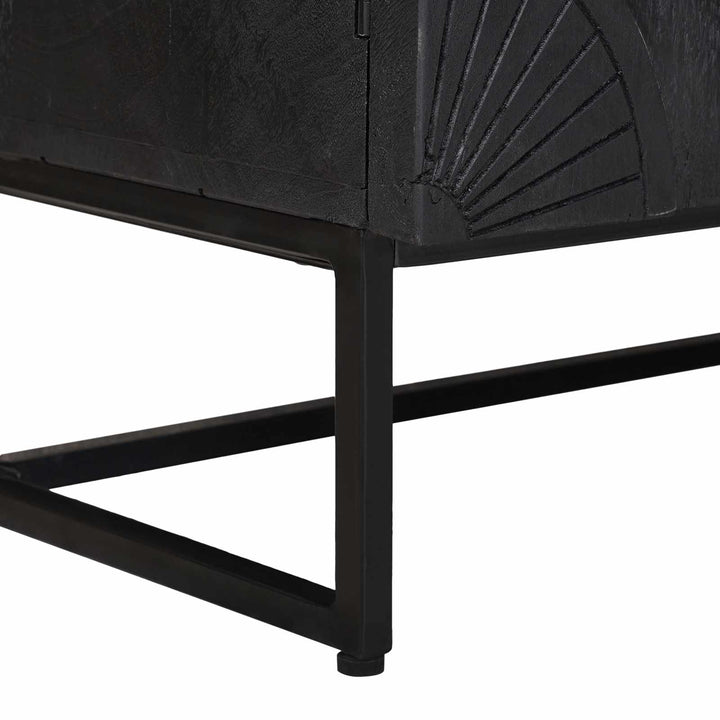 Highboard Sort 55 x 30 x 95 cm Massivt Mango Træ og Ingeniørtræ