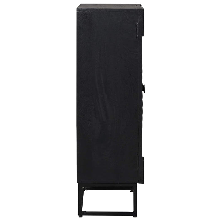 Highboard Sort 55 x 30 x 95 cm Massivt Mango Træ og Ingeniørtræ