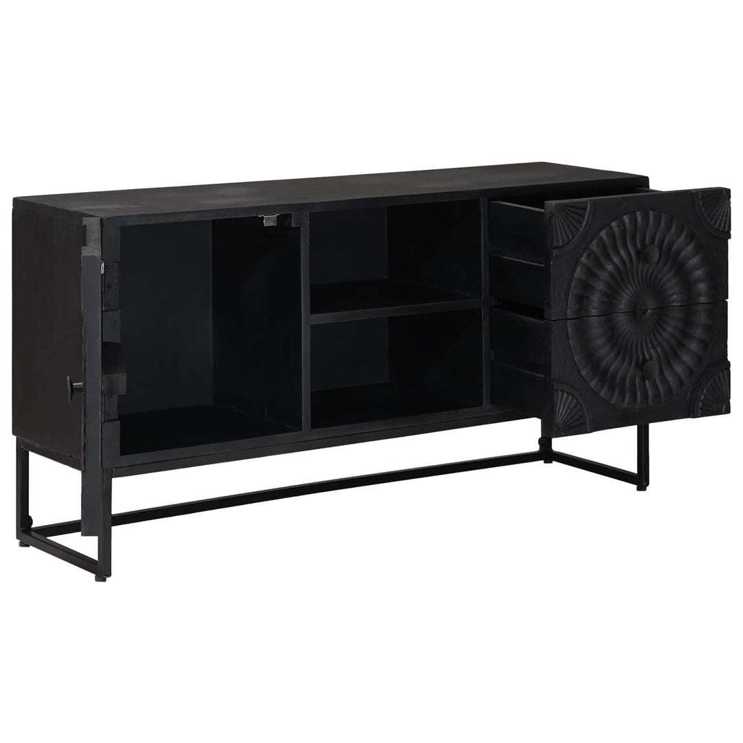 TV-skab Sort 105 x 30 x 54 cm Massivt Mango Træ og Ingeniørtræ
