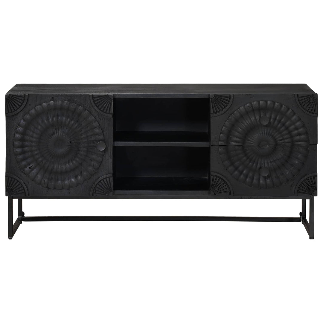 TV-skab Sort 105 x 30 x 54 cm Massivt Mango Træ og Ingeniørtræ
