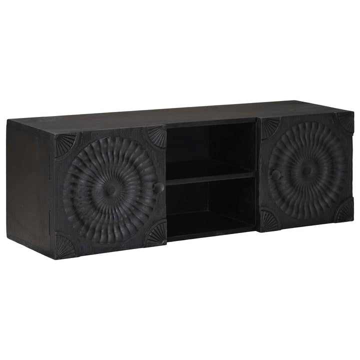 TV-skab Sort 105 x 30 x 35 cm Massivt Mango Træ og Ingeniørtræ