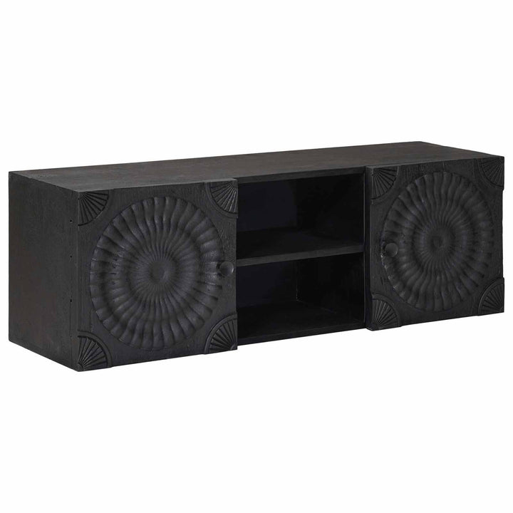 TV-skab Sort 105 x 30 x 35 cm Massivt Mango Træ og Ingeniørtræ