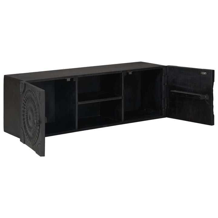 TV-skab Sort 105 x 30 x 35 cm Massivt Mango Træ og Ingeniørtræ