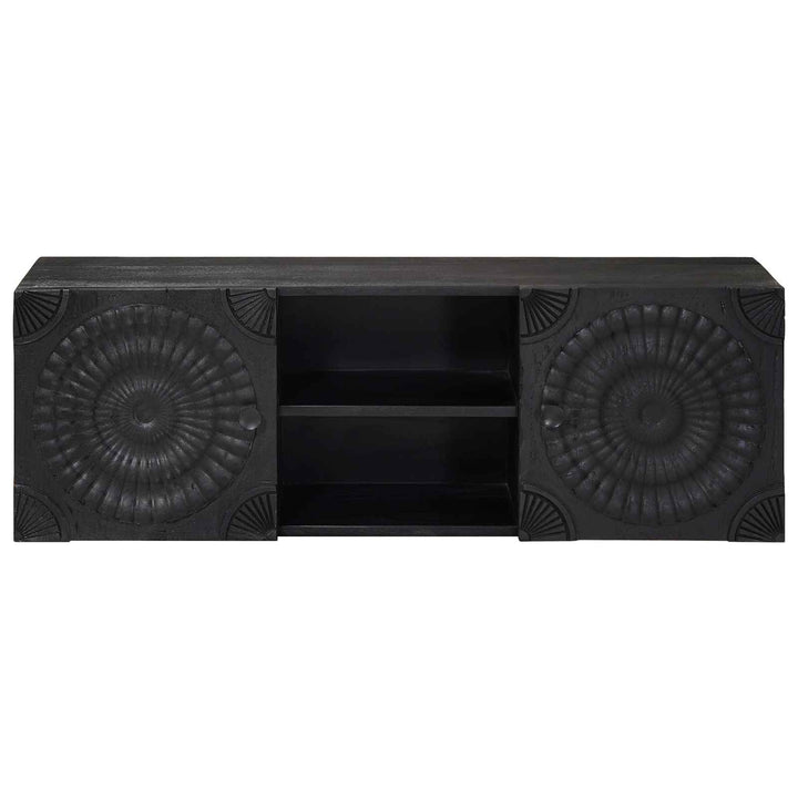 TV-skab Sort 105 x 30 x 35 cm Massivt Mango Træ og Ingeniørtræ