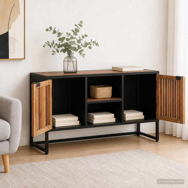 Sideboard 105 x 30 x 55 cm Massivt Mango Træ og Ingeniørtræ