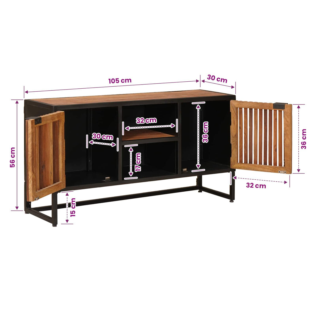 Sideboard 105 x 30 x 55 cm Massivt Mango Træ og Ingeniørtræ