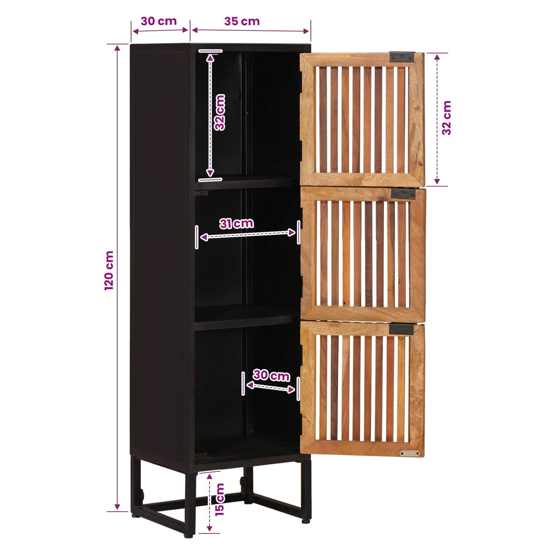 Highboard 35 x 30 x 120 cm Massivt Mango Træ og Ingeniørtræ