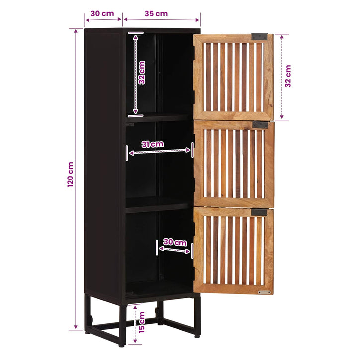 Highboard 35 x 30 x 120 cm Massivt Mango Træ og Ingeniørtræ
