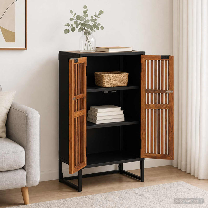 Highboard 53 x 30 x 95 cm Massivt Mango Træ og Ingeniørtræ