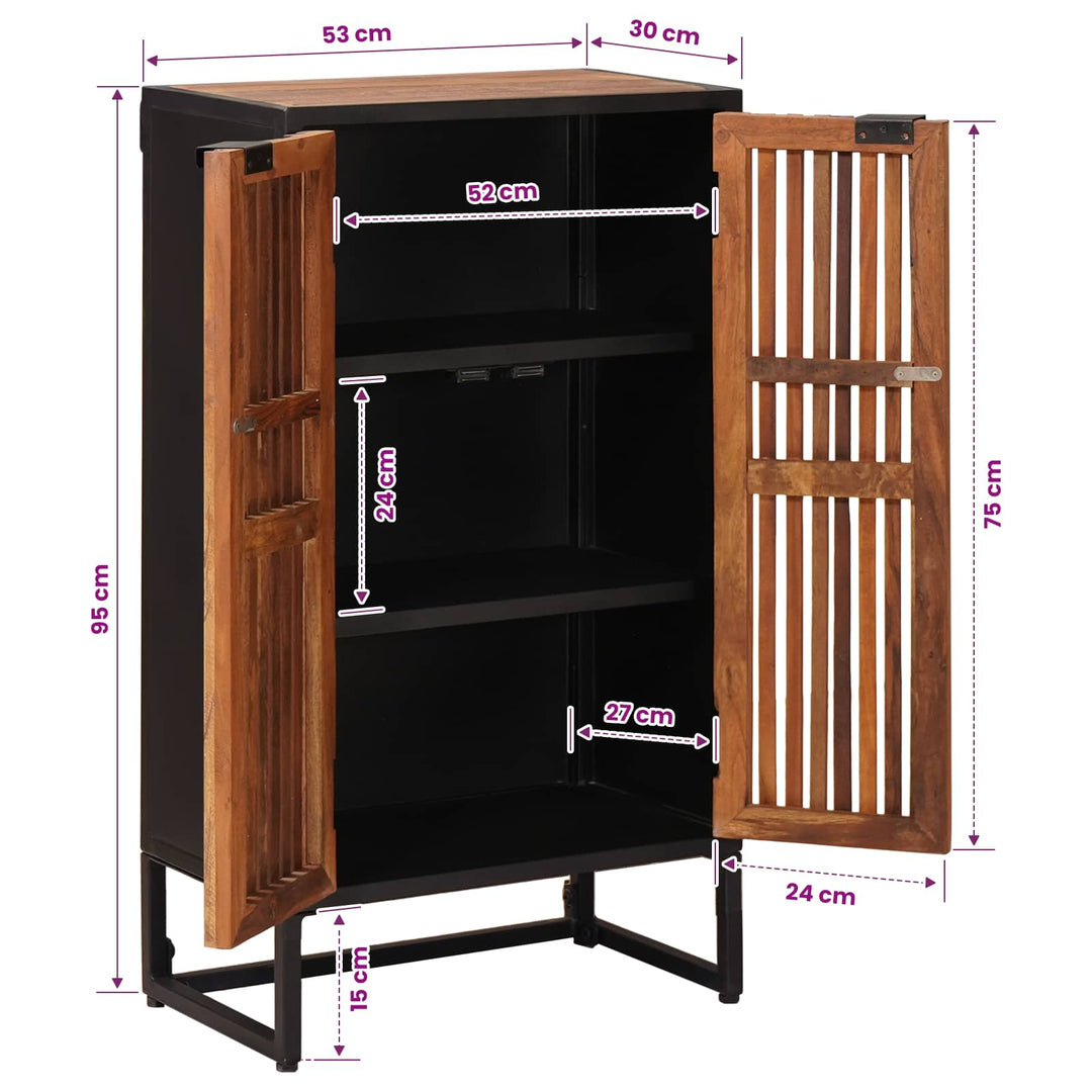 Highboard 53 x 30 x 95 cm Massivt Mango Træ og Ingeniørtræ