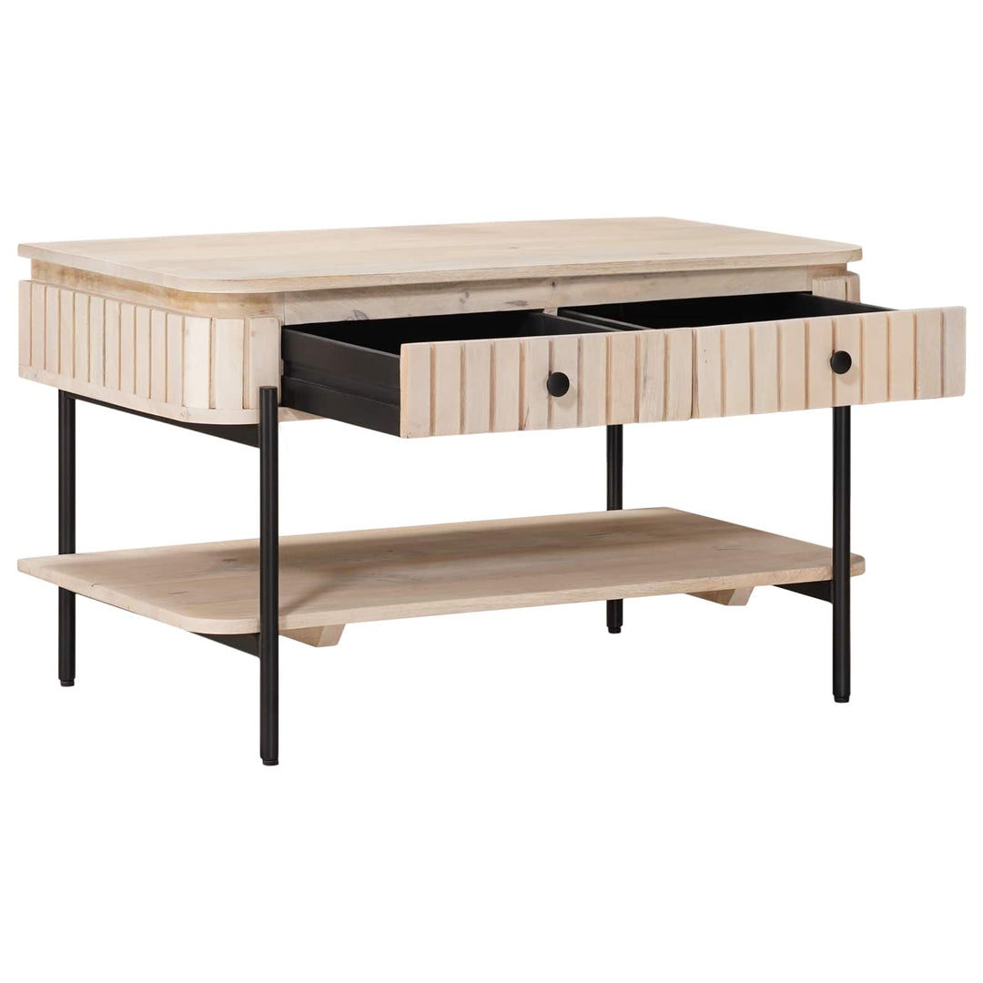 Håndlavet Cafebord Hvid 85 x 45 x 50 cm Massivt mangotræ