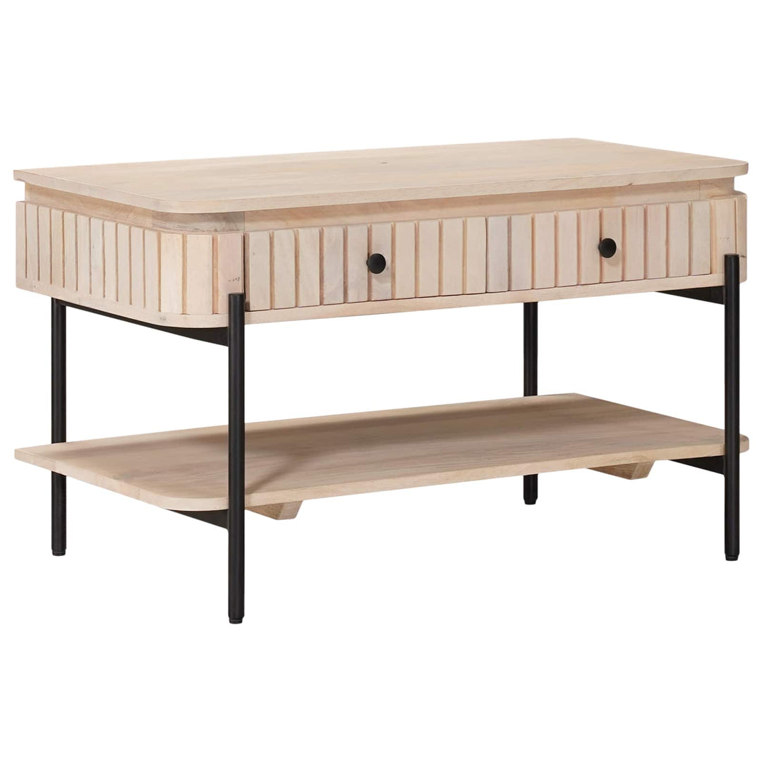 Håndlavet Cafebord Hvid 85 x 45 x 50 cm Massivt mangotræ