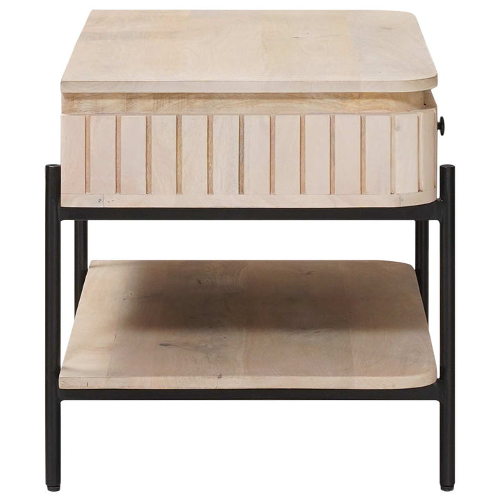 Håndlavet Cafebord Hvid 85 x 45 x 50 cm Massivt mangotræ