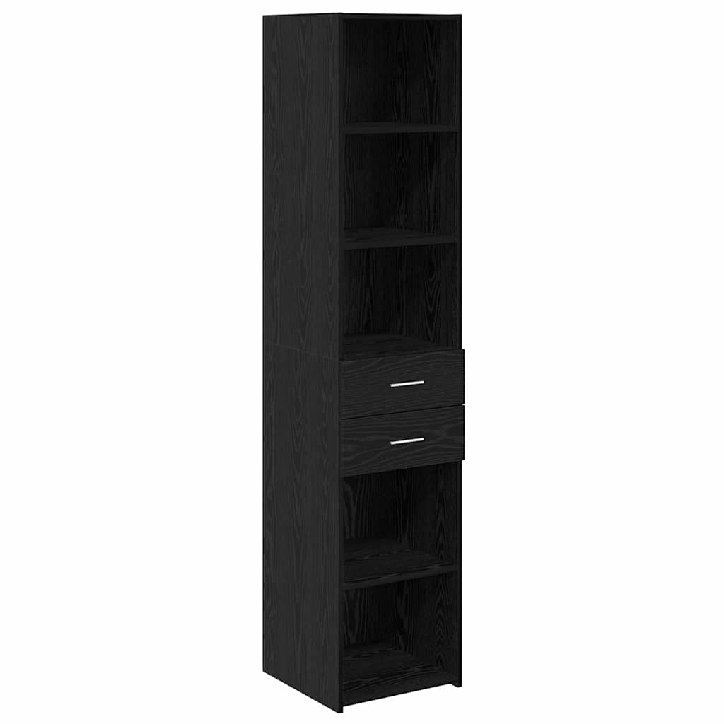 Highboard med skuffe Sort eg 40 x 42,5 x 185 cm Konstrueret træ