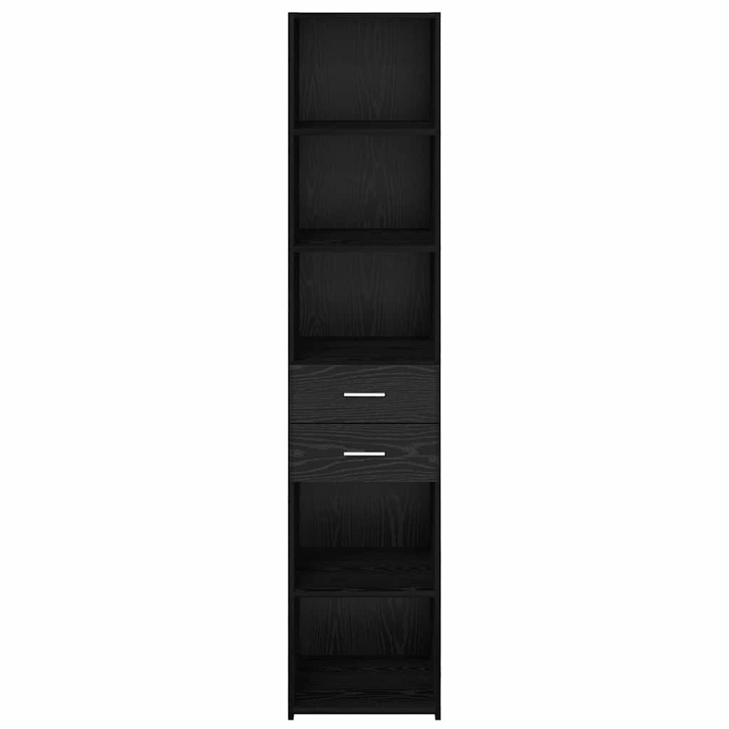 Highboard med skuffe Sort eg 40 x 42,5 x 185 cm Konstrueret træ