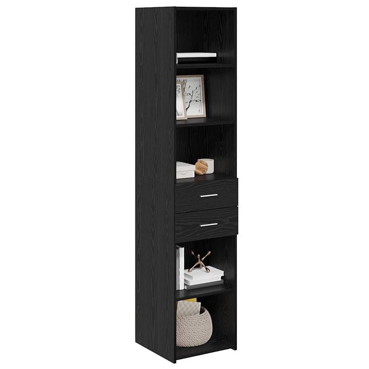 Highboard med skuffe Sort eg 40 x 42,5 x 185 cm Konstrueret træ