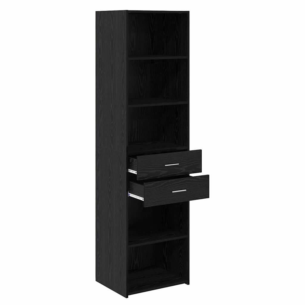 Highboard med skuffe Sort eg 50 x 42,5 x 185 cm Konstrueret træ