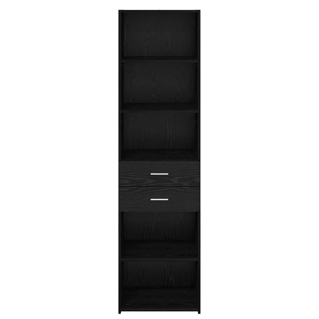 Highboard med skuffe Sort eg 50 x 42,5 x 185 cm Konstrueret træ