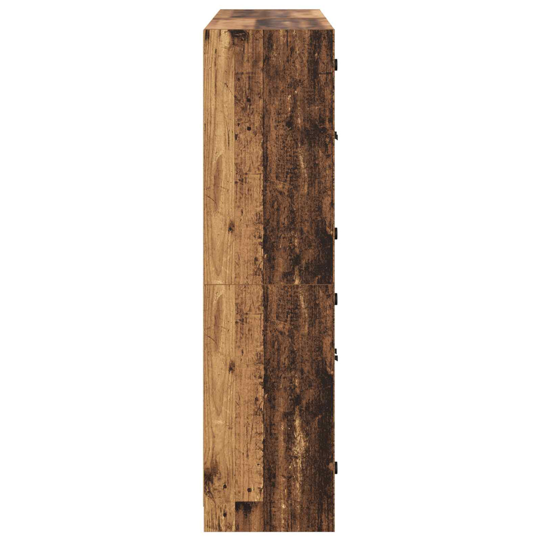 Highboard 2 pcs Gammelt træ 68 x 37 x 142 cm Konstrueret træ