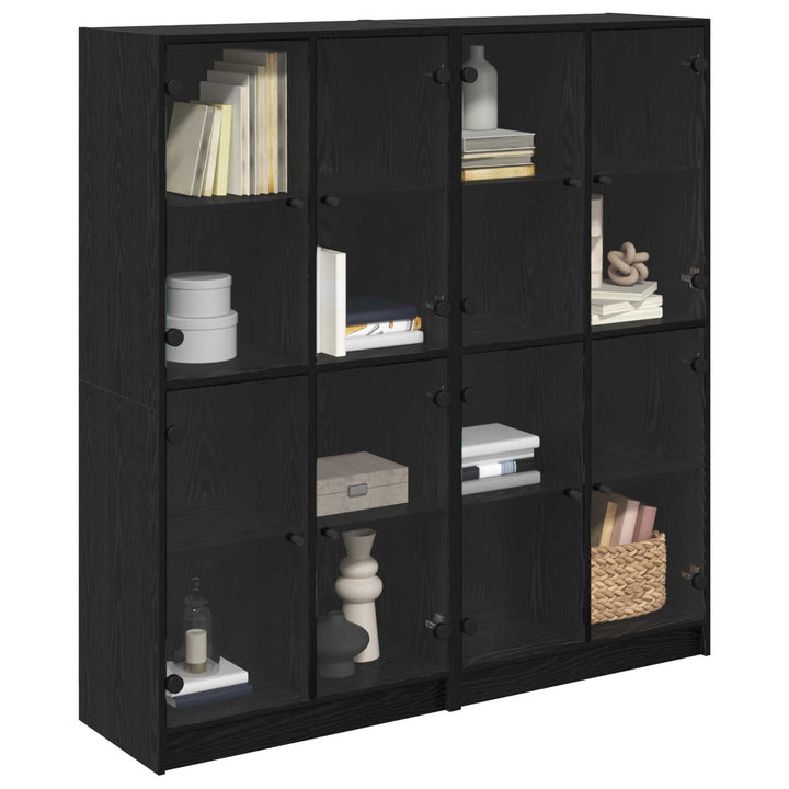 Highboard 2 pcs Sort eg 68 x 37 x 142 cm Konstrueret træ
