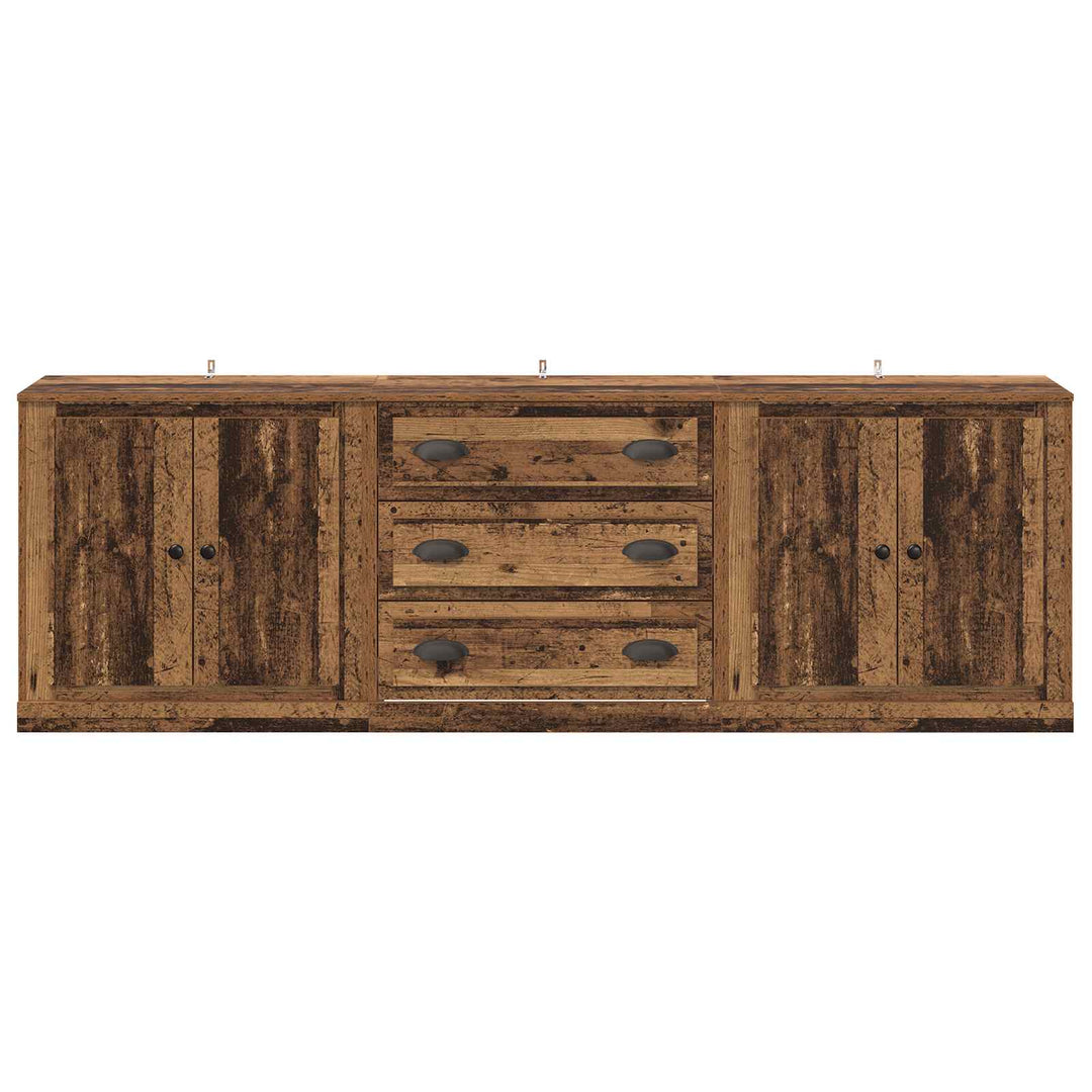 Sideboards med skuffe 3 pcs Gammelt træ 210 x 35,5 x 67,5 cm