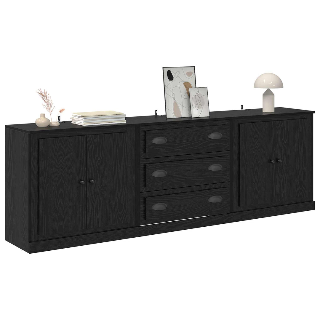 Sideboards 3 stk. Sort eg 210 x 35,5 x 67,5 cm Konstrueret træ