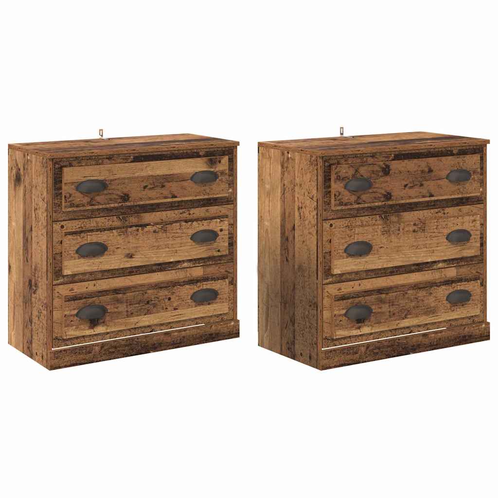 Sideboards med skuffe 2 pcs Gammelt træ 70 x 35,5 x 67,5 cm