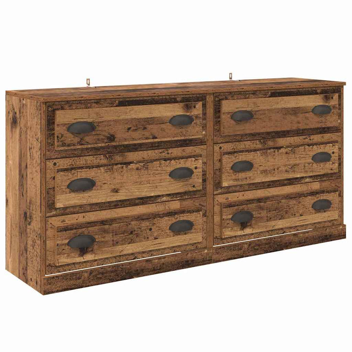 Sideboards med skuffe 2 pcs Gammelt træ 70 x 35,5 x 67,5 cm